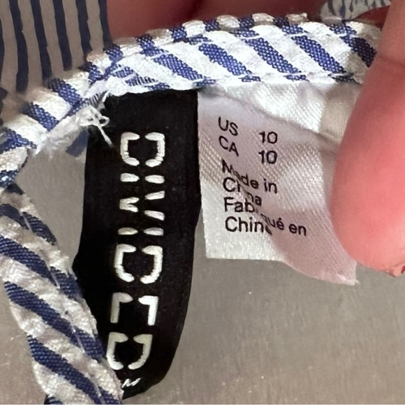 Divided by H&M Blue & White Striped Spaghetti Strap Tie Back Midi Dress Size 10 - Picture 6 of 6